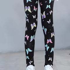 Colorful Butterfly Print Leggings Girls Casual Leggings All Season Gift