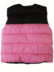 Splicing Button Front Sleeveless Jacket Unisex Kids