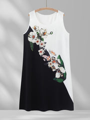 Colorblock Butterfly Print Casual Tank Dress