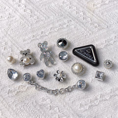 13pcs Shoe Jewelry Rhinestone Chain Bear Triangle Shoe Buckle for Kids Adult