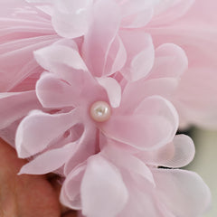 Romantic Pink Wedding Dress Cape w/ Floral Embellishments & Long Train