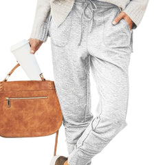 Elastic Waist Jogger Pants Tie Front Casual Spring & Fall Women's Clothing