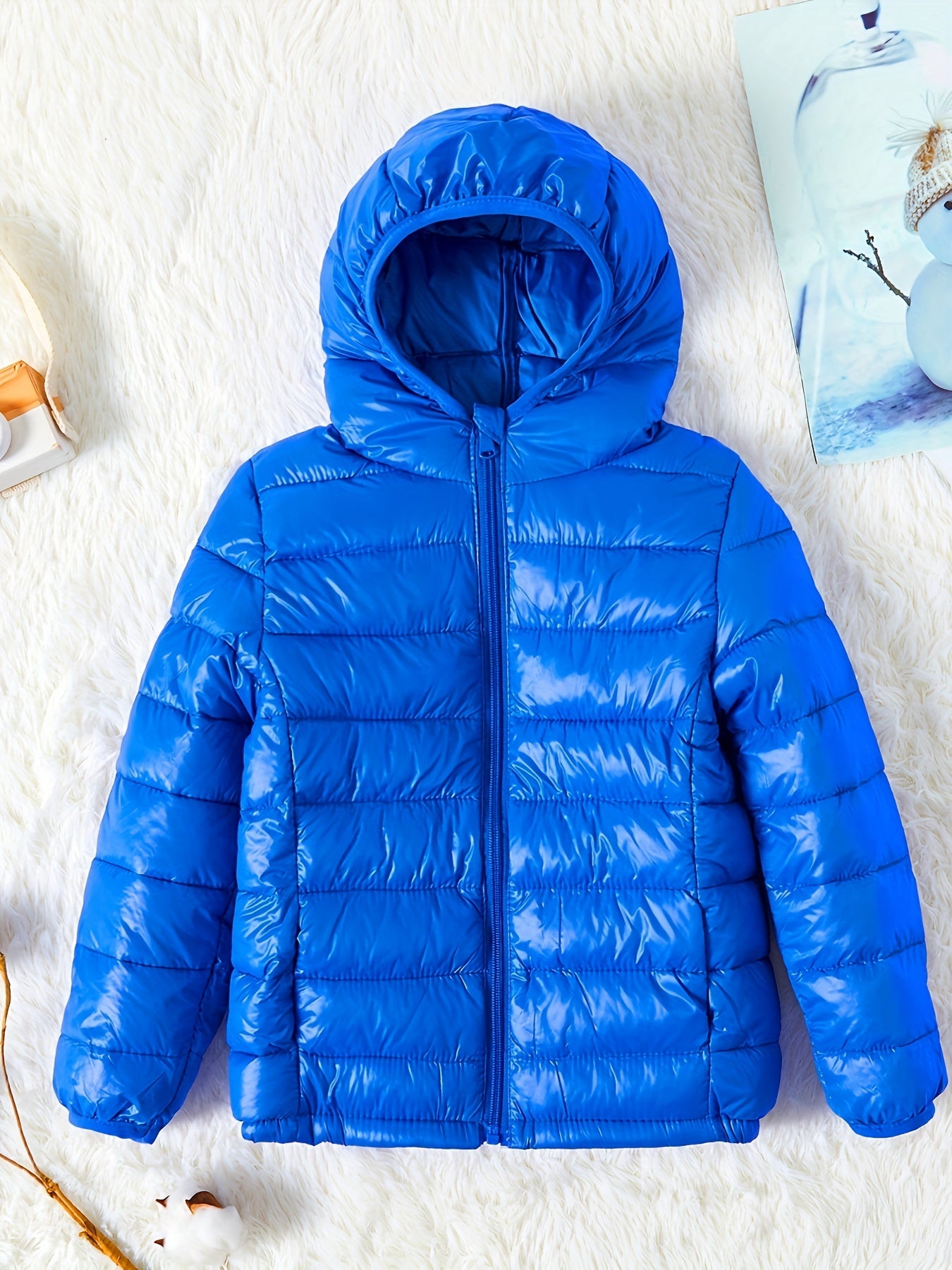 Boys Winter Fleece Hooded Coat Cotton Padded Light Warm Jacket Outerwear