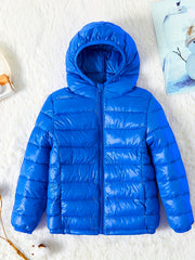 Boys Winter Fleece Hooded Coat Cotton Padded Light Warm Jacket Outerwear