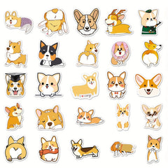 50pcs Corgi Waterproof Stickers for Water Bottles Laptop Phone Travel