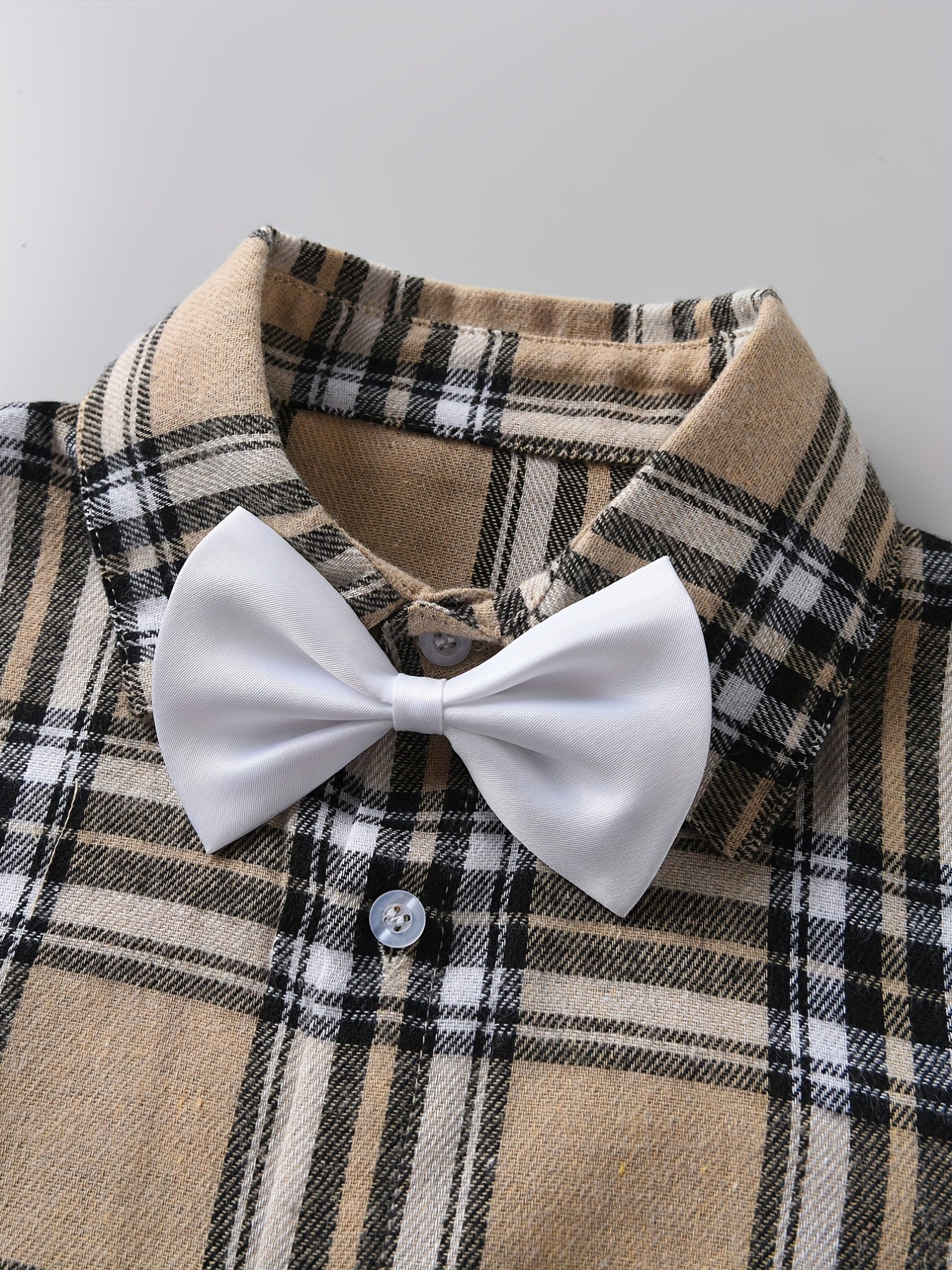 Boys Plaid Shirt & Bow Tie Set for Summer