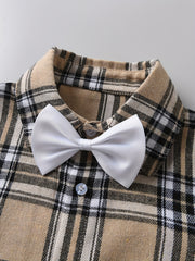 Boys Plaid Shirt & Bow Tie Set for Summer