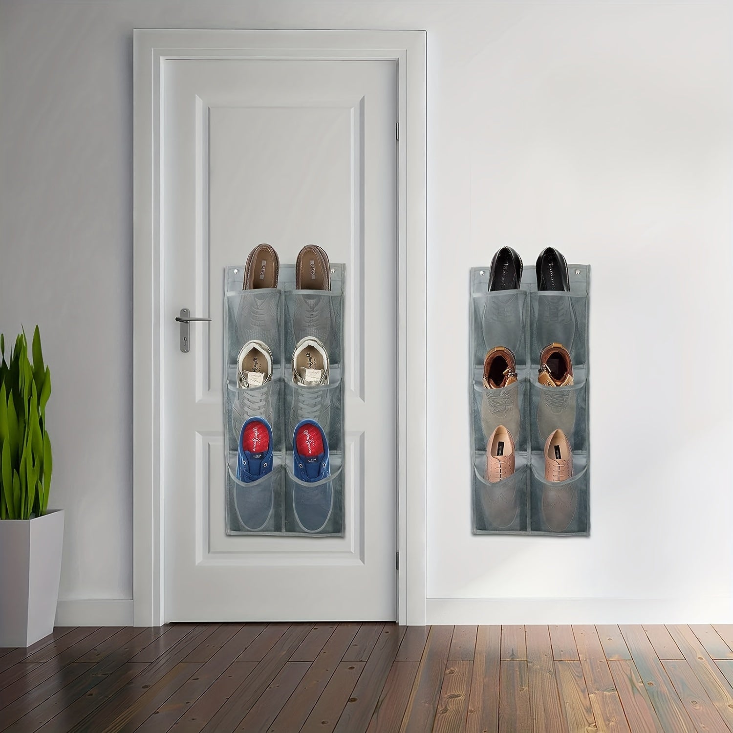 Wall Mounted Shoe Bag for 6 Pairs of Sports Shoes