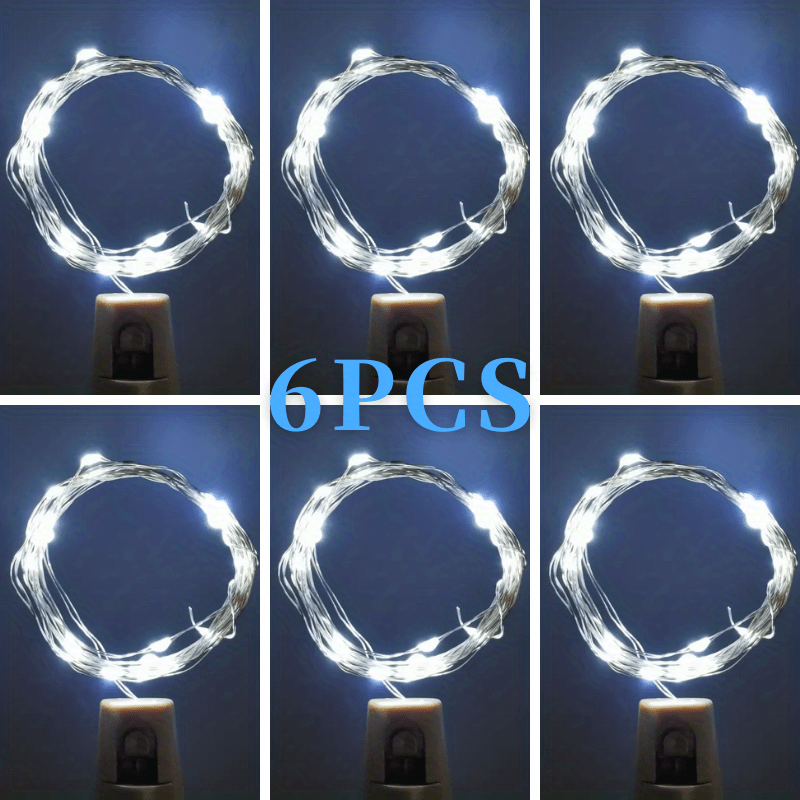 6pcs 2m 20LED Wine Bottle Lights With Cork Led String Fairy Lights Waterproof