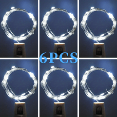 6pcs 2m 20LED Wine Bottle Lights With Cork Led String Fairy Lights Waterproof