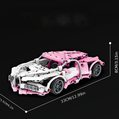 1332pcs Pink Supercar Model Kit DIY Assembly High ABS Plastic Stackable