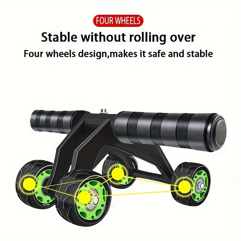 Abdominal Roller with 4 Wheels & Non Slip Handles for Core Strength Training