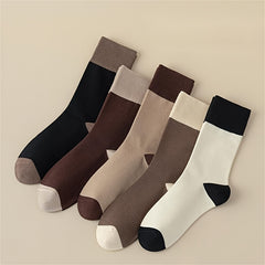 5 Pairs Thermal Winter Socks Soft & Comfy Crew Socks Stylish Multicolor