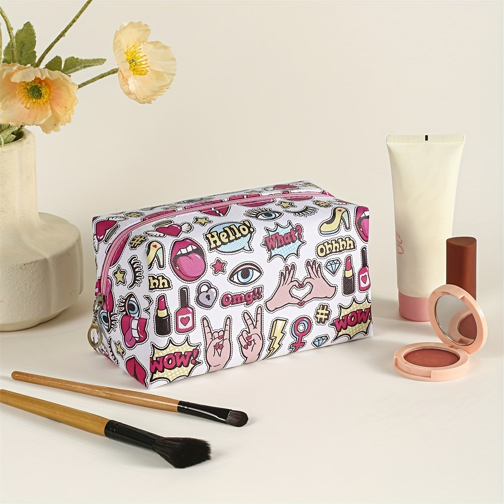 Cosmetics Letters Pattern Makeup Bag PU Roomy Creative Makeup Pouch