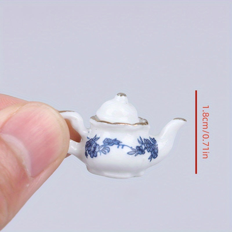 6pcs Dollhouse Porcelain Tea Set Flower Pattern