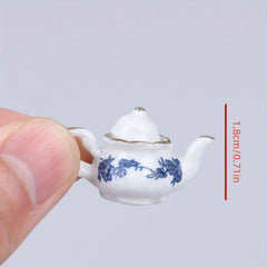 6pcs Dollhouse Porcelain Tea Set Flower Pattern
