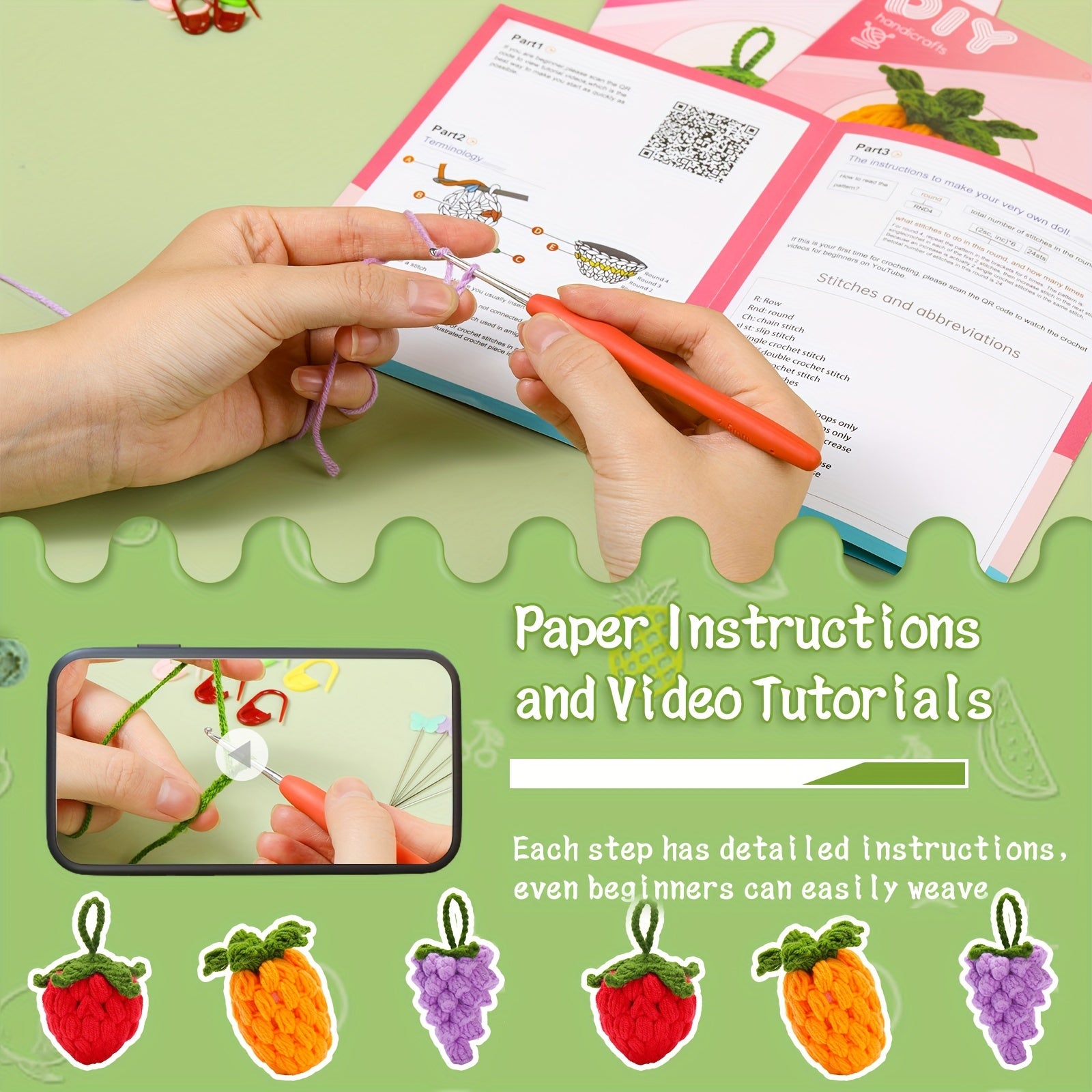 Crochet Kit For Beginners with Video Tutorials DIY Craft Supplies