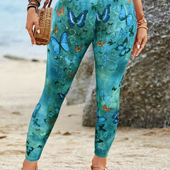 Butterfly Print High Rise Leggings
