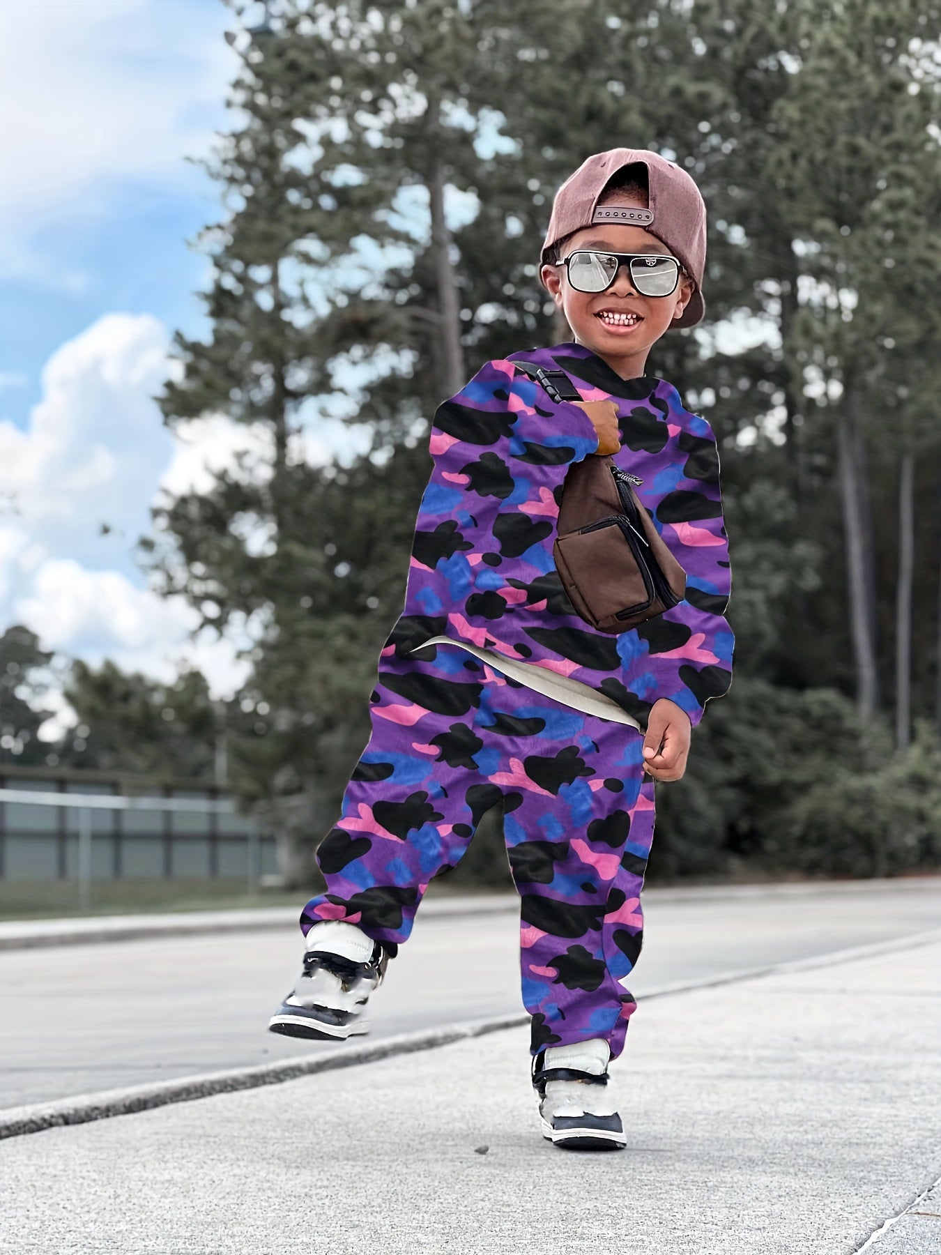 Boys Camo Hoodie Top & Pants Set Kids Spring Outfit