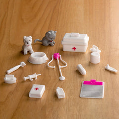 15 Piece Pet Care Doctor Kit Pretend Play Set for Kids Grooming Feeding Caring