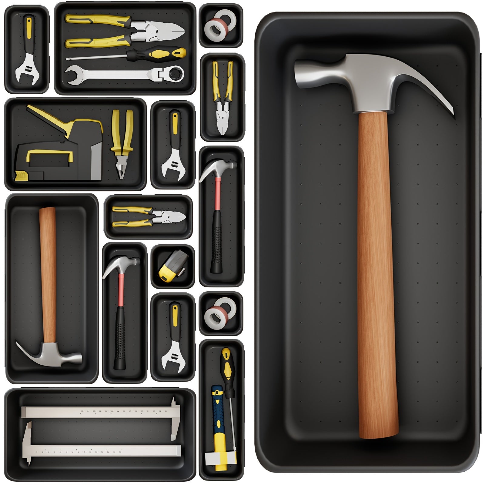 Tool Storage Tray Organizer - 46pcs, Large 30 Tool Box Organizers