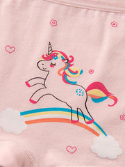 4pcs Cotton Boxer Briefs for Girls Cartoon Pattern Elastic Waist Shorts