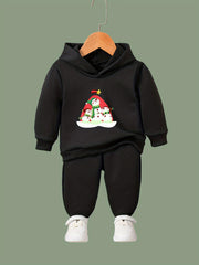 2pcs Snowman Print Hoodies Pants Set Fall Sports Gift