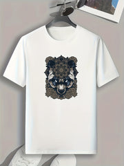 Wolf Print Men's Graphic T-shirt for Summer