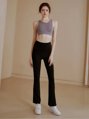 Stretchy High Waist Wide Leg Pants Casual Ankle Length Yoga Sports Pants