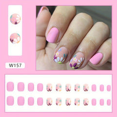 24pcs Colorful Daisy Flower Press On Nails Matte Acrylic Stick On Nails