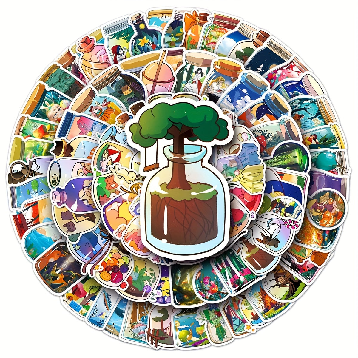 100pcs Cartoon Bottle Graffiti Stickers for Phone Laptop Car