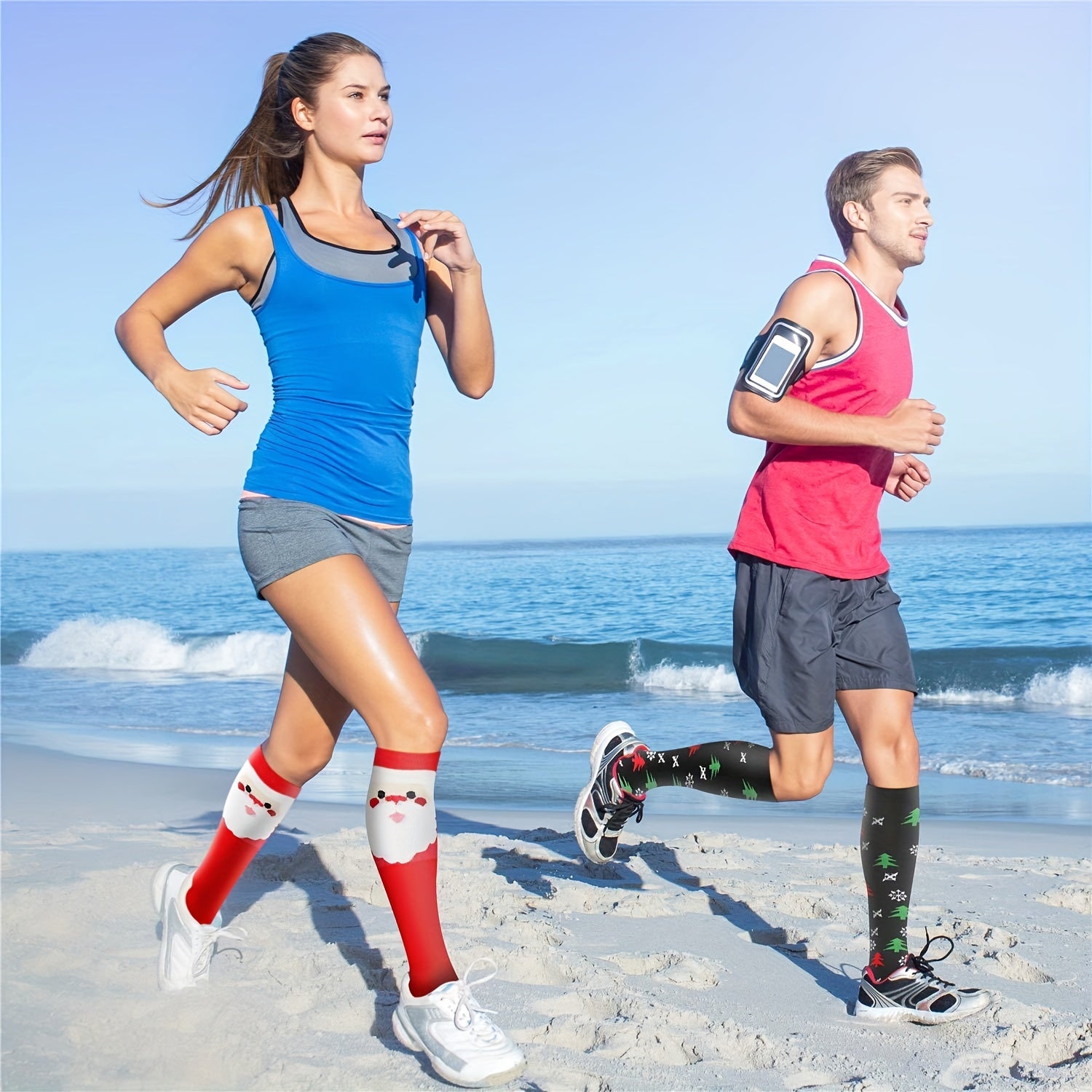 4 Pairs Christmas Compression Socks for Women & Men 20-30 mmHg