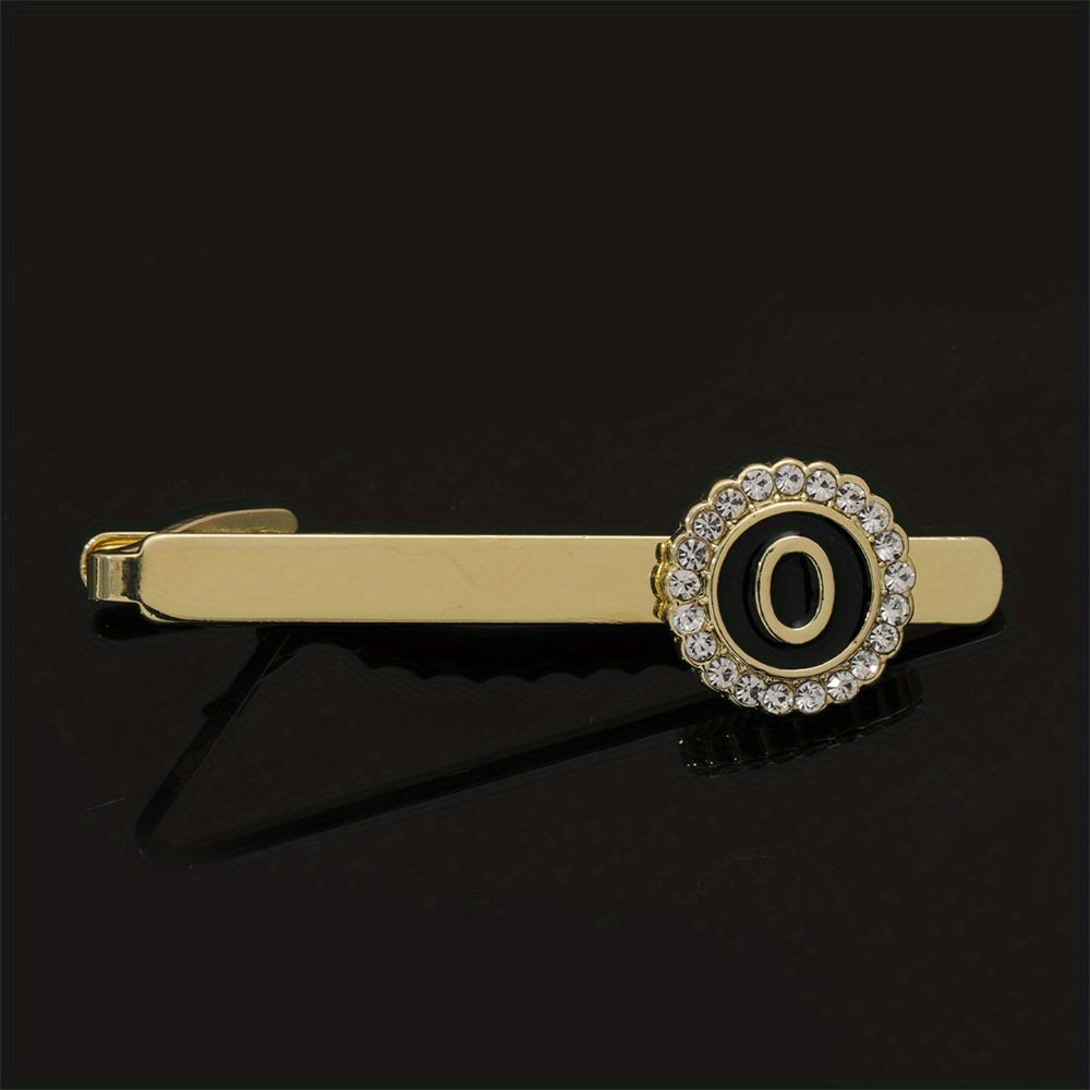 Men's Tie Clip Rhinestone Initial Letter Tie Clips Wedding Business