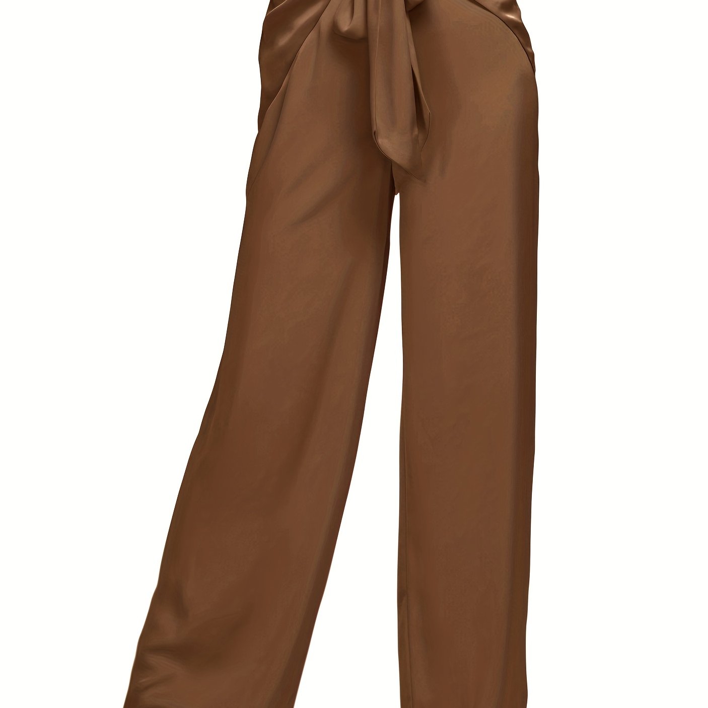 Knotted Solid Wide Leg Long Pants