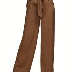 Knotted Solid Wide Leg Long Pants