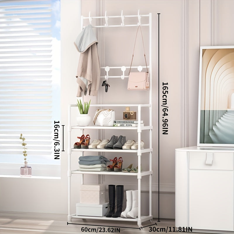 Metal Shoe Rack Coat Rack Entryway Storage Cabinet
