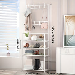 Metal Shoe Rack Coat Rack Entryway Storage Cabinet