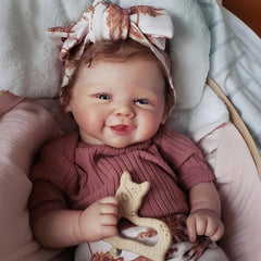 19in Realistic Vinyl Smiling Reborn Doll w/Fabric Body Hand Implanted Hair