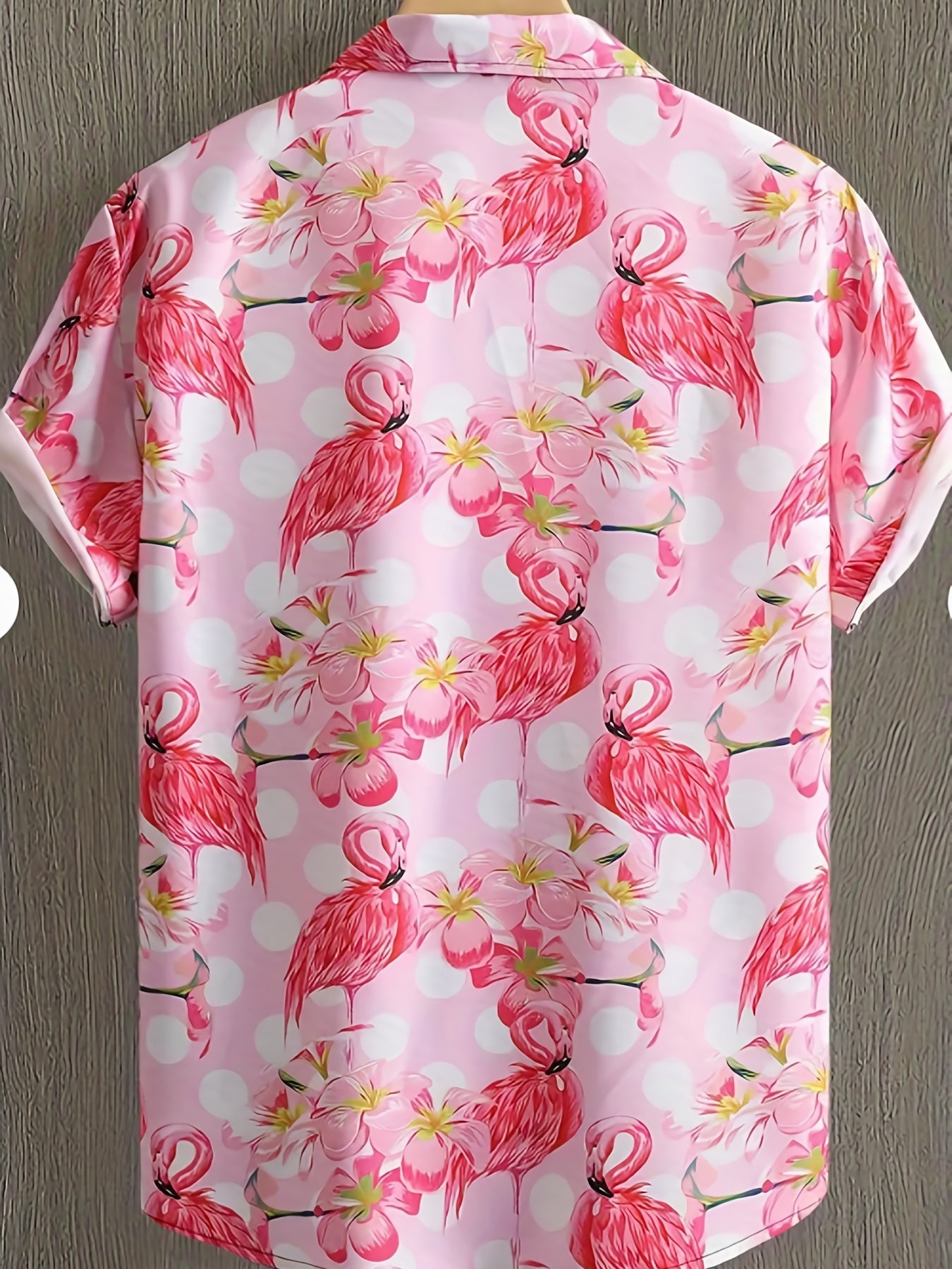 Flamingo Print Men's Casual Short Sleeve Shirt for Summer