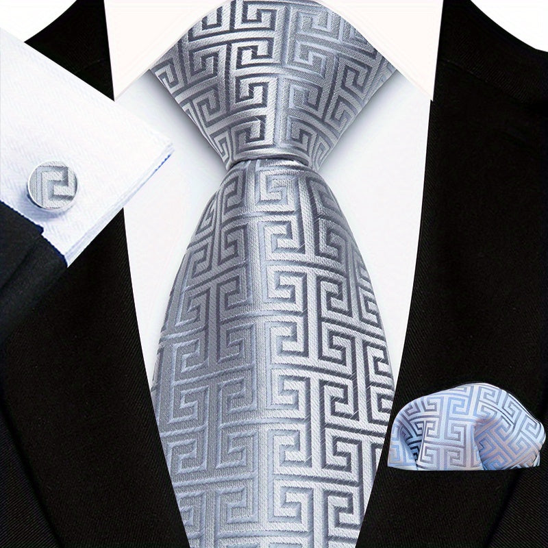 Men's Floral Paisley Striped Plaid Necktie Set