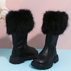 Girls High Top Furry Boots Non Slip Warm Zip Up - Parties Street Style