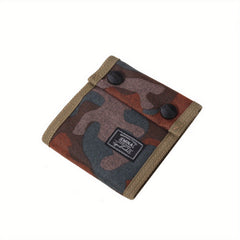 Boys Camo Trifold Short Wallet Canvas Money Clip Coin Holder