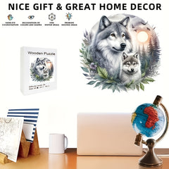 Expert Wolf Wooden Puzzle for Adults Unique Irregular Circular Pieces