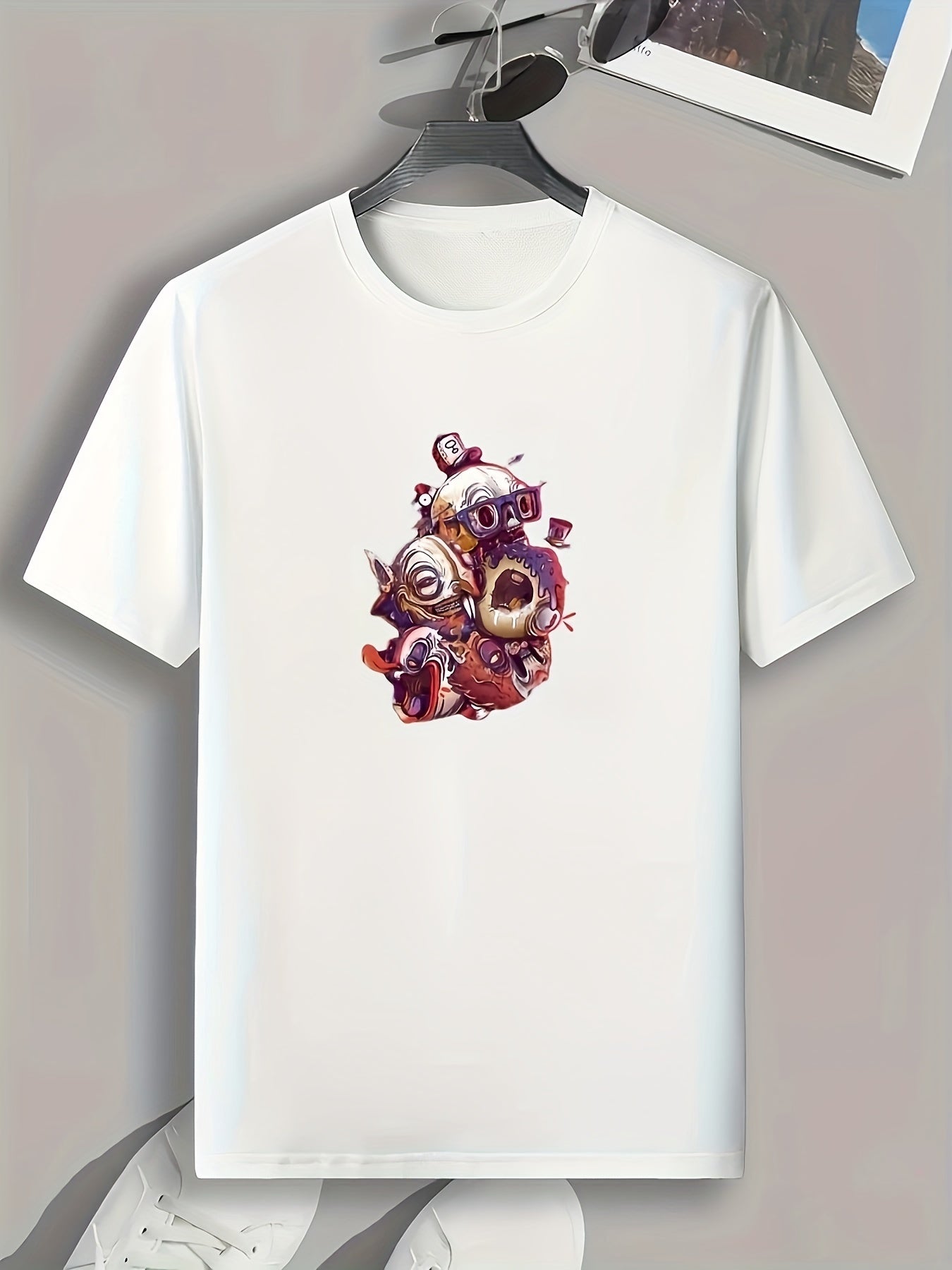 Funny Cartoon Print Men's Graphic T-shirt for Summer