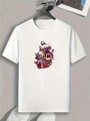 Funny Cartoon Print Men's Graphic T-shirt for Summer