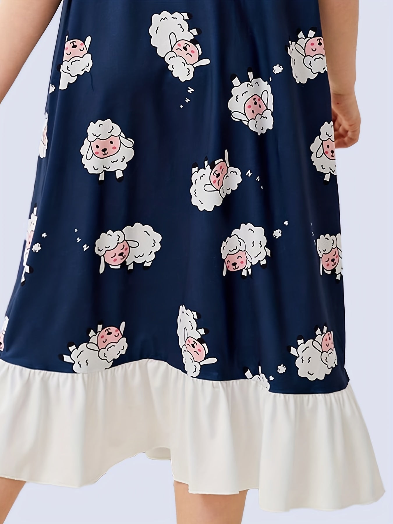 Sheep Print PJ Ruffle Nightgown for Girls
