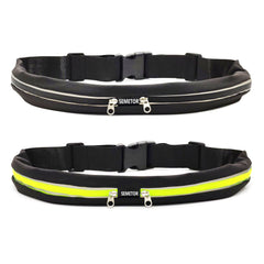 Waterproof Reflective Running Belt with Double Pockets for Keys and Wallet
