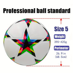 Classic No 5 PU Soccer Ball High Elastic Thermal Bonding Football
