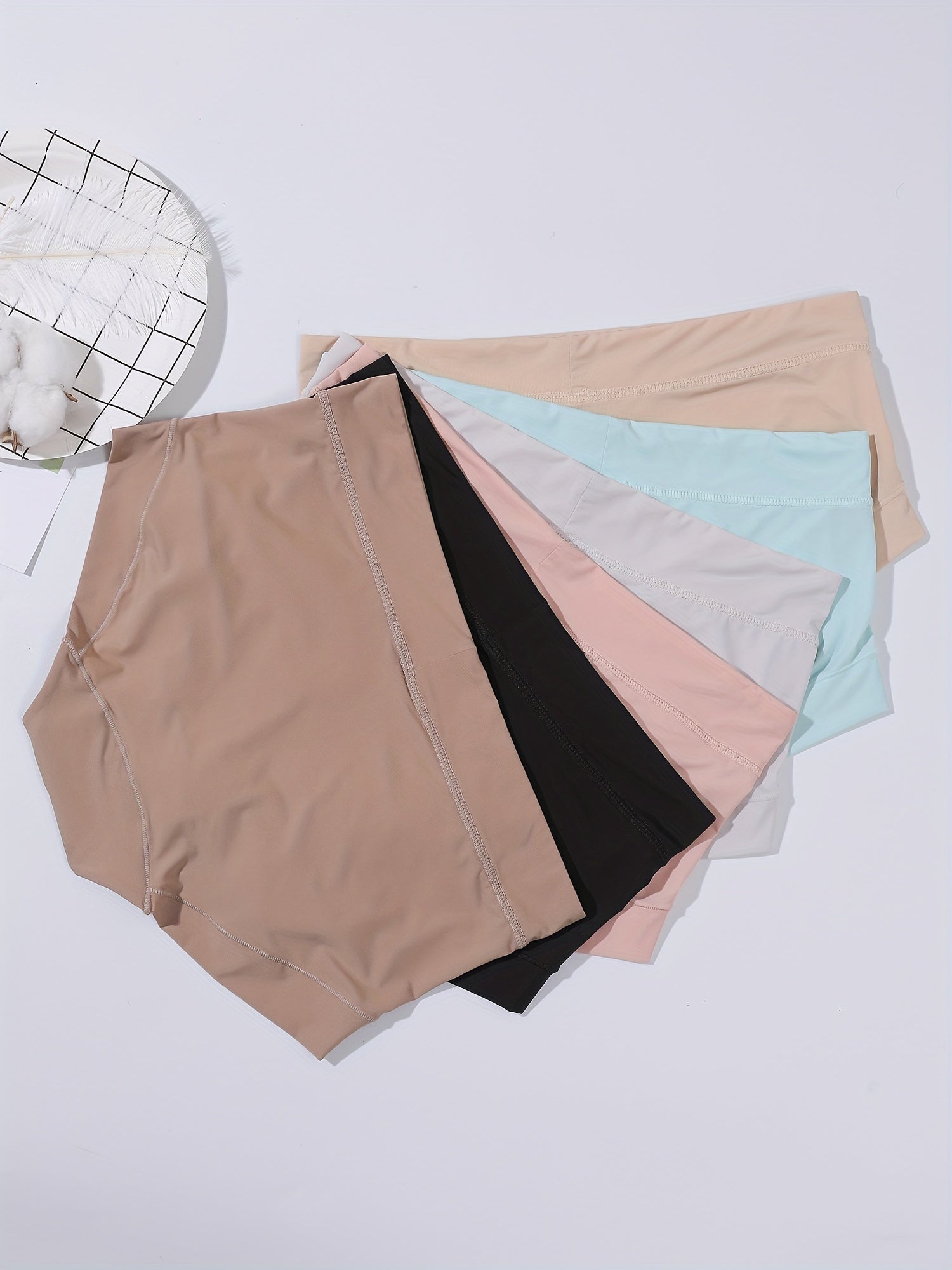 6pcs Seamless Solid Briefs Breathable Intimates Panties