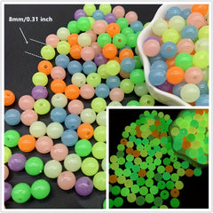 6 8 10mm Luminous Beads Mix Style Acrylic Spacer Round Shape for Jewelry Making
